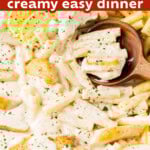 Creamy Chicken Garlic Parmesan Pasta long Pinterest image.