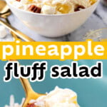 Coconut Pineapple Fluff Salad Recipe Pinterest Image.
