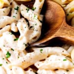 Alfredo Penne Pasta Pinterest image.
