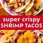 Crispy Panko Shrimp Taco Recipe pinterest image.