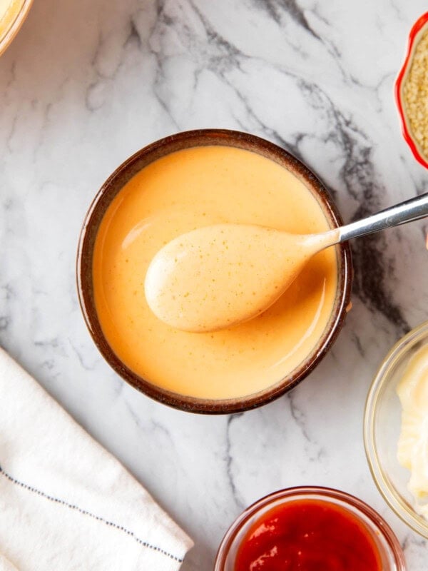 Best sriracha mayo is served in a dipping bowl