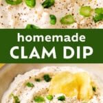 Cream Cheese Clam Dip Recipe pinterest image.