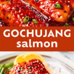 Honey Gochujang Salmon Pinterest image.