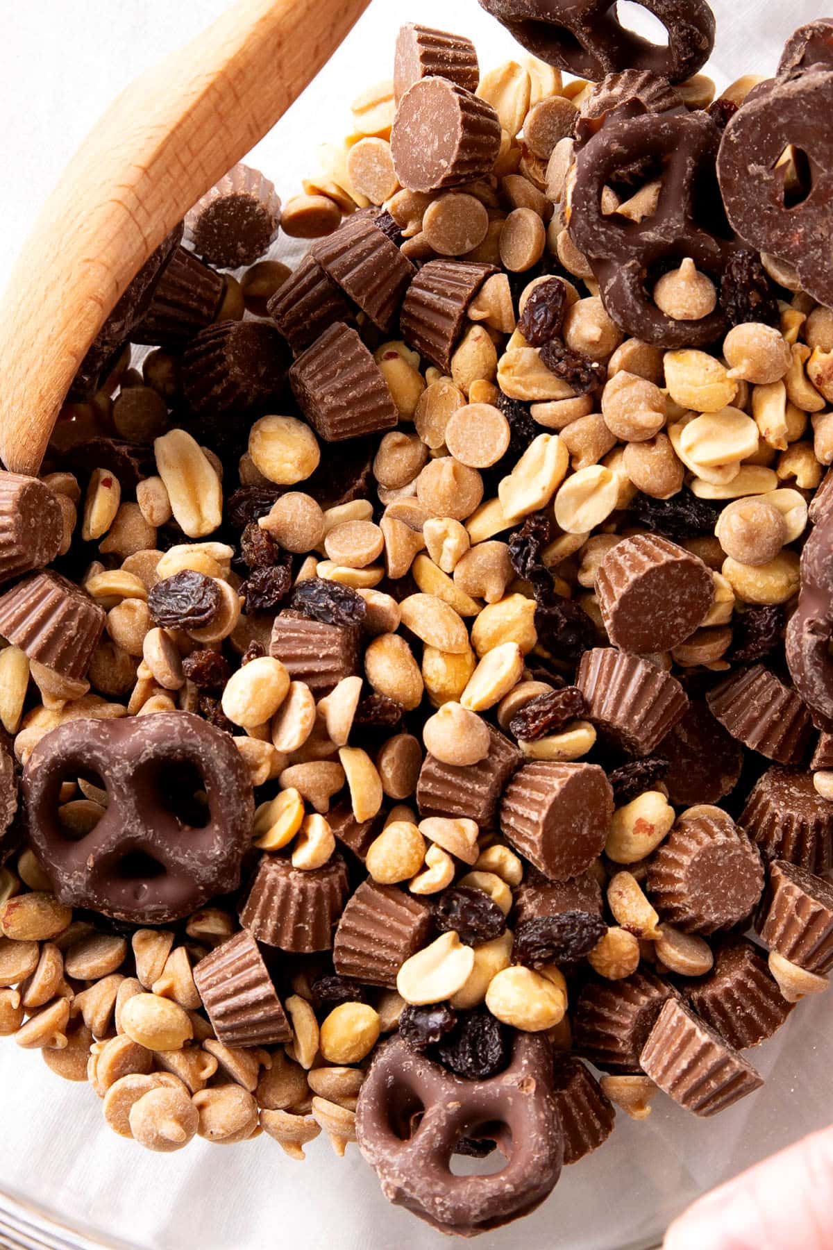 Close up of this no bake, easy snack that's salty and sweet.